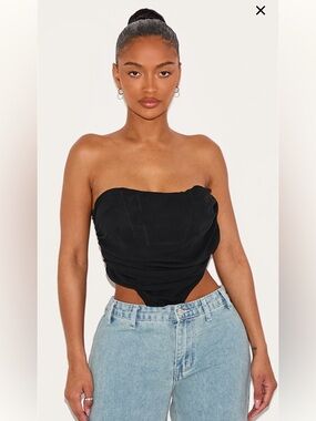Strapless Black Chiffon Shape Corset